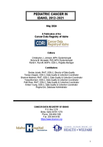 Pediatric Cancer in Idaho, 2012-2021