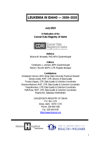 Leukemia in Idaho 2000-2020